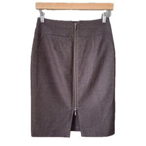 Banana Republic Wool Pencil Skirt Brown FULL ZIP BACK SEXY Size 0
